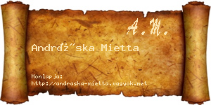Andráska Mietta névjegykártya